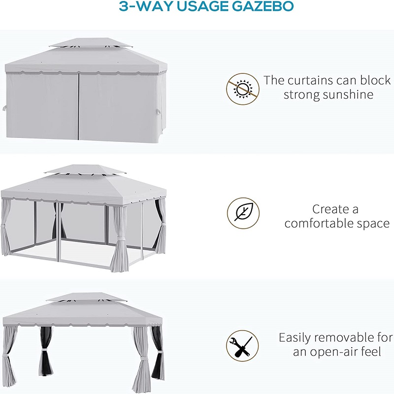 10 \\ 'x 13 \\' Patio Gazebo podwójny dachna zewnątrz Schronienie baldachim