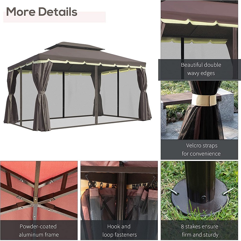 10 \\ 'x 13 \\' Patio Gazebo podwójny dachna zewnątrz Gaze Banche