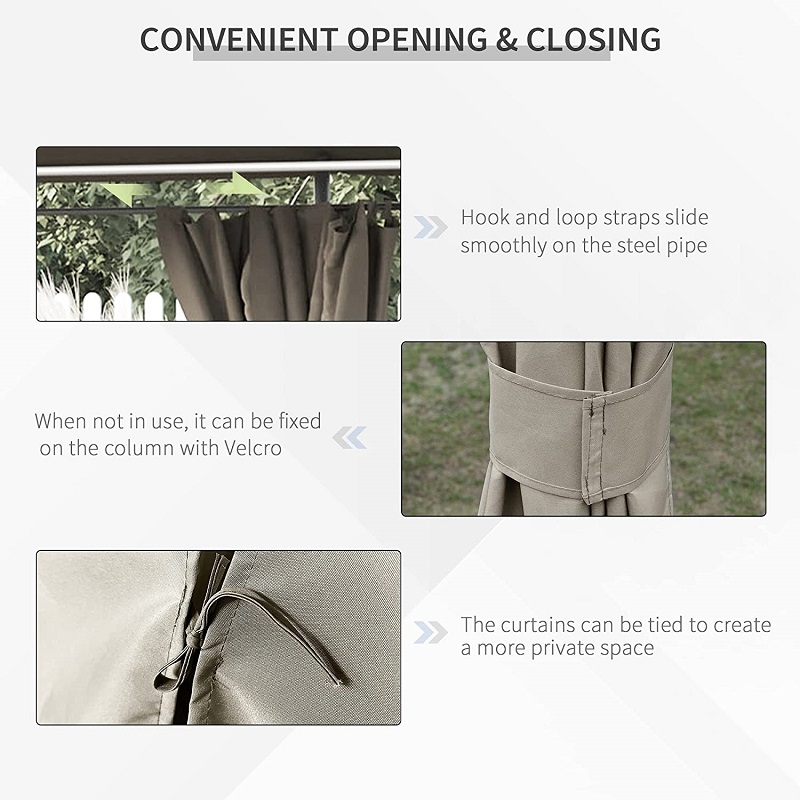 10 \\ 'x 13 \\' Outdoor Patio Gaze Bancher z 6 zdejmowanymi ścianami bocznymi, Khaki
