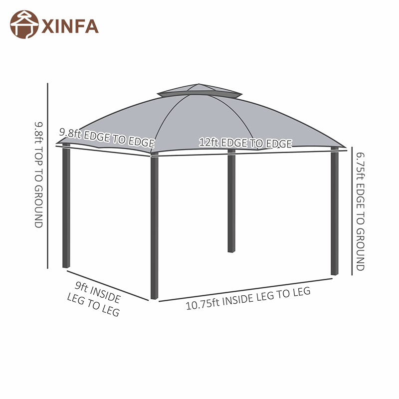 10 \\ 'x 12 \\' Outdoor Gazebo Patio Gaze Bancher w/doub -podwójnie wentylowany dach, zamykane siatki, szare ściany, szare