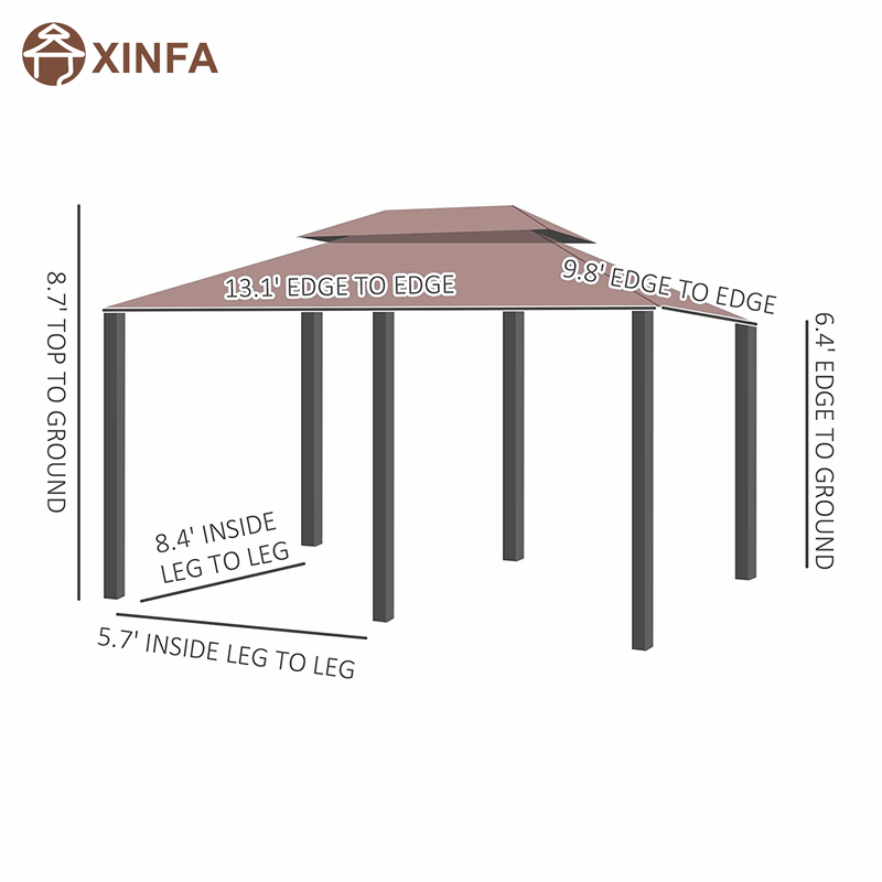 10 \\ 'x 13 \\' Outdoorowa miękka altana pergola z zasłonami, 2-poziomowa altana stalowana patio, Khaki