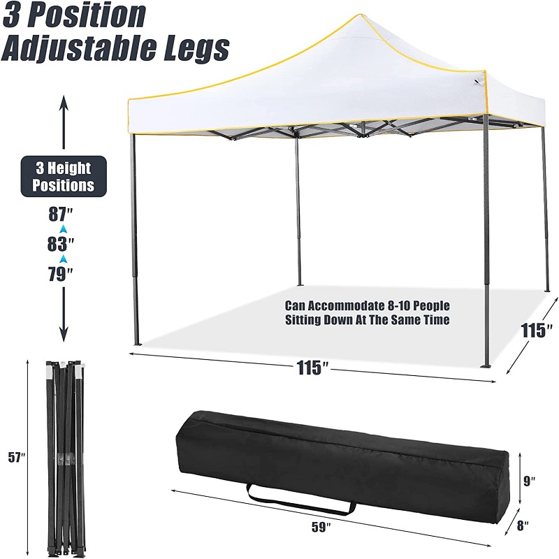 10x 10 Pop -Up Canopy Namiot komercyjny instant Gazebo Waterproof Waterproofnentna imprezyna kemping biały