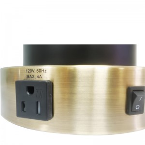 Niestandardowa lampanoca z antycznym mosiądzem i czarnym wykończeniem, przełącznik rockera ON/off, wygodne zbycie i port ładujący USB w pokoju gościnnym