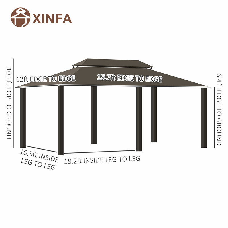 20 \\ 'x 12 \\' aluminiowa rama Hardtop Hardtop Baldachy z ocynkowanym podwójnym dachem