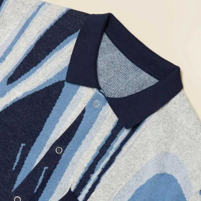 Niestandardowa przednia kieszonkowa koszula z dzianiny marmur MACQUARD Knitted Knitwear Men Mężczyznę Pullover Sweter