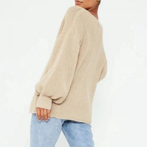 Dzianin dardigan z długimi rękawami balonowymi i otwartym frontem