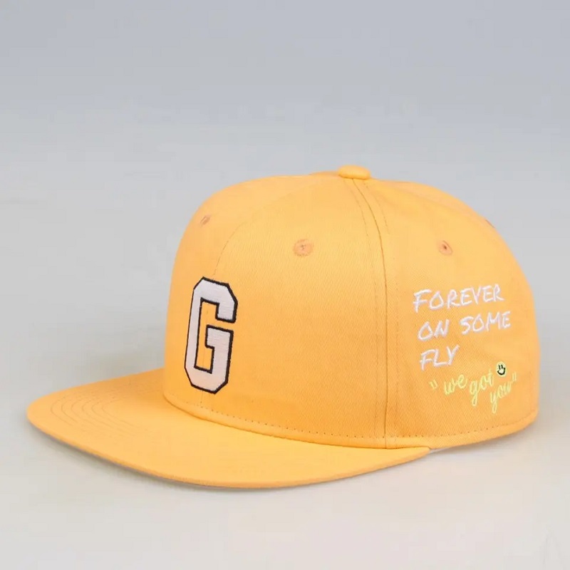 Wykonane w Chinach sześć panelu Snapback Baseball Cap for Men Custom Gorras Snapback Hafdery Hats Yellow