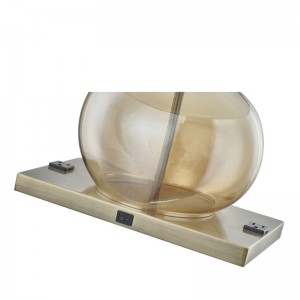 Embassy Suites Hotel Amber Glass Lampa stołowa z przełącznikiem rockera ON/off, dwa wygodne sklepy w hotelowym pokoju gościowym