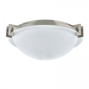 Lampa sufitowa hotelowa Staybridge Suites z szczotkowanym wykończeniemniklu w pokoju gościnnym