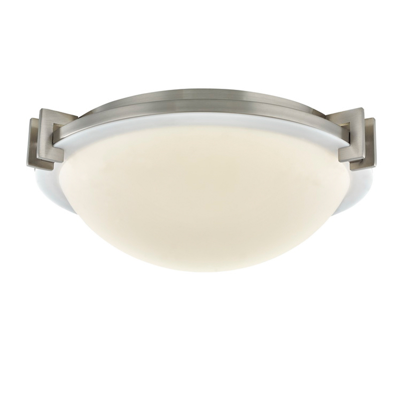 Lampa sufitowa hotelowa Staybridge Suites z szczotkowanym wykończeniemniklu w pokoju gościnnym