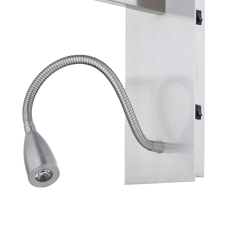 Hotel Hotel Ręczna lampa ścienna z szczotkowanym wykończeniemniklu i prostokątnym odcieniem tkaniny w hotelu typowy pokój gościnny