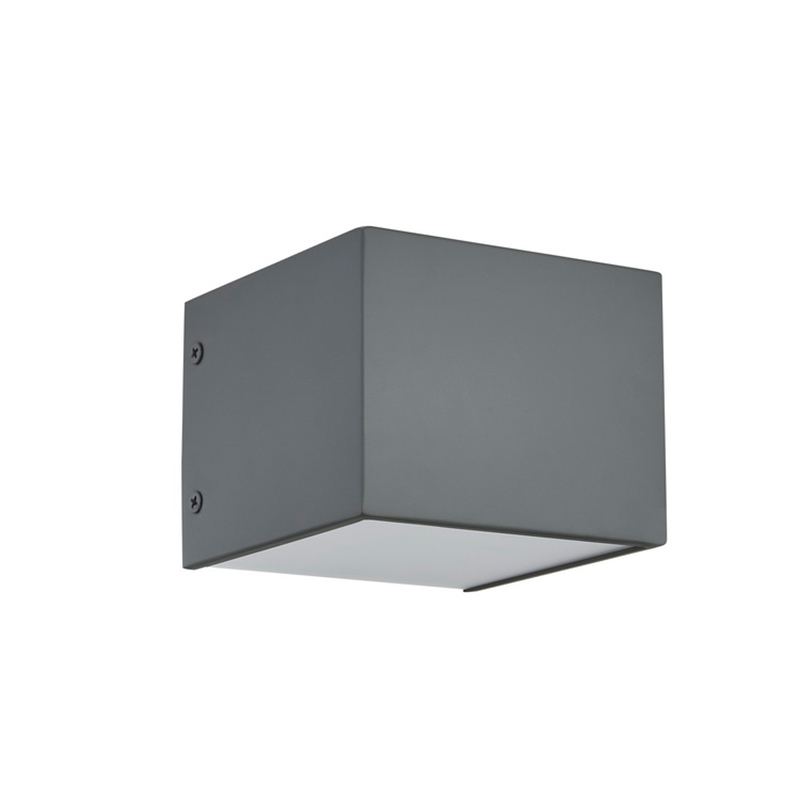 Hotelowa lampka ścienna z pomalowanym płaskim szarym wykończeniem i zintegrowaną diodą LED w hotelu typowy pokój gościnny