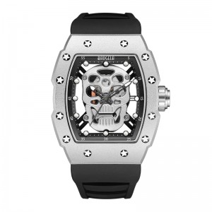 Baogela Skull Tonneau Watch Top marka kwarcowe zegarki ze stalinierdzewnej Wodoodporne kreatywne zegar silikonowy paseknanadgarstek Rose 4141