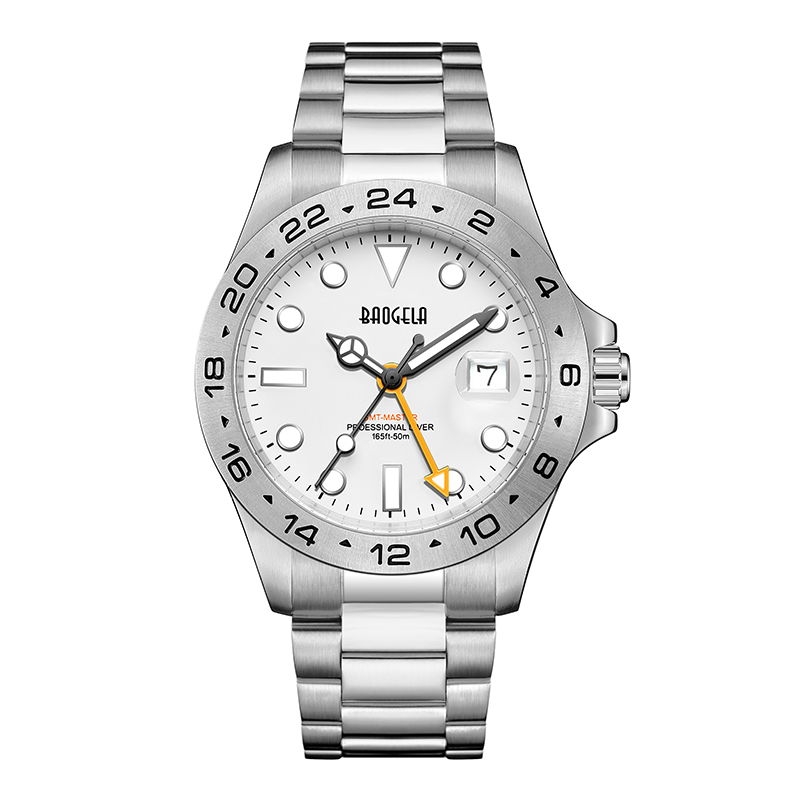 Baogela Men luksus zegarek 304 SWET STEL PALICE SWISS Ruch Luminous Dial 50Bar Ashion Business Relogio Masculino Na rękę 22806