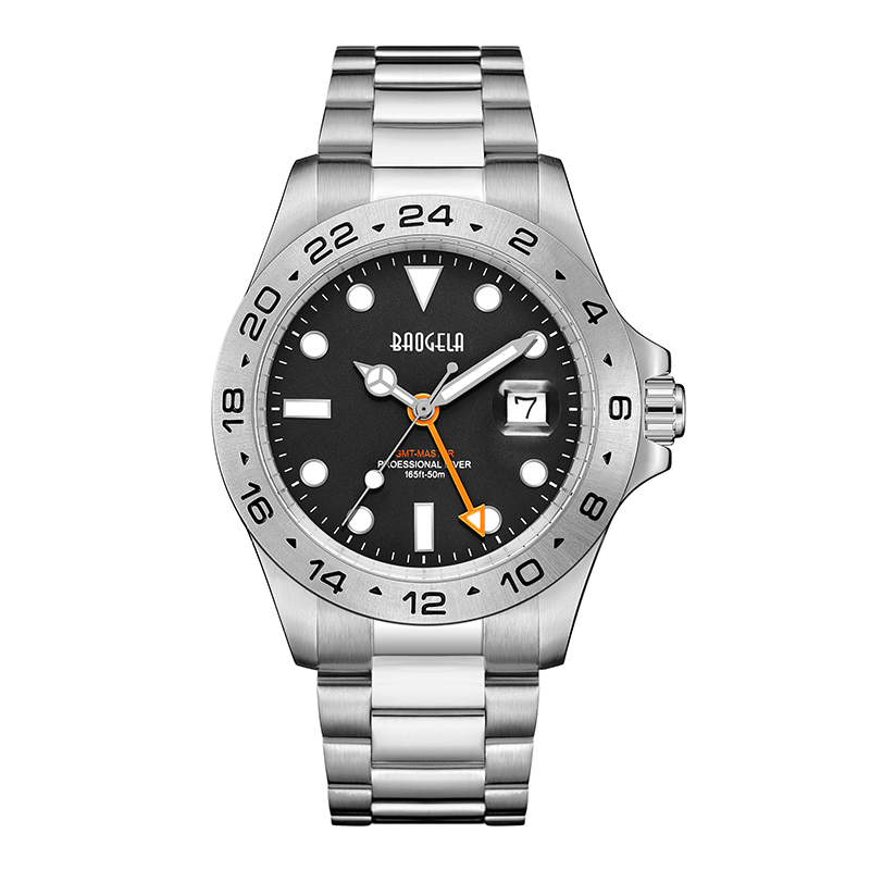 Baogela Men luksus zegarek 304 SWET STEL PALICE SWISS Ruch Luminous Dial 50Bar Ashion Business Relogio Masculino Na rękę 22806