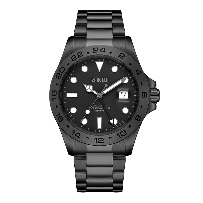 Baogela Men luksus zegarek 304 SWET STEL PALICE SWISS Ruch Luminous Dial 50Bar Ashion Business Relogio Masculino Na rękę 22806