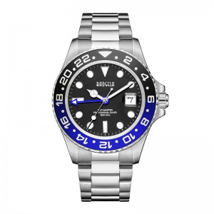 Baogela New Blue Red Water Ghost Watch Zegarek Mężczyźni 50 metrów Wodoodporny pasek ze stalinierdzewnej Szwajcarski ruch Relogio Masculino 22807