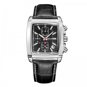 Baogela prostokątna skórzana pasek do mężczyzn Straż dla mężczyzn Casual Blue Chronograph Quartz Watches Man Wristwatch Montre ELOJ чччы мжж 22607