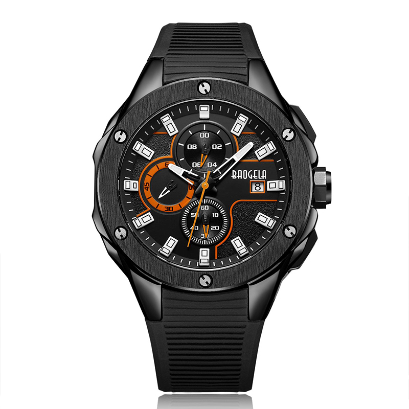 Baogela Luksusowa marka Mężczyźni Silikonowe zegarki sportowe Watch Watch Man Man Chronograph Quartz Na rękę Relogio Masculino Rose 22608