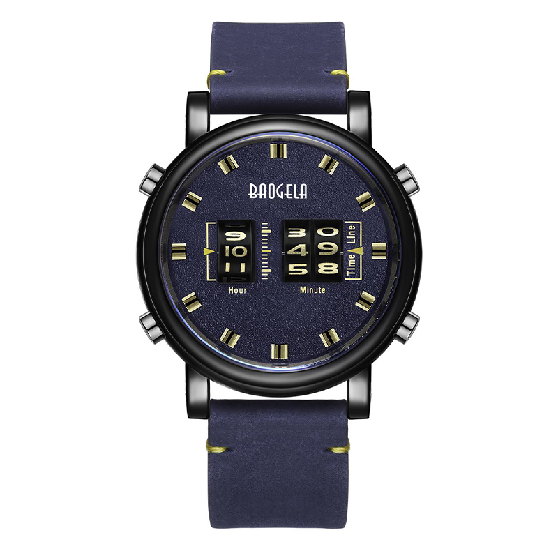 Baogela Fashion Mężczyzn Roller Design Business Business Clock Men Kwarcowy zegarek skórzany wodoodporny sport