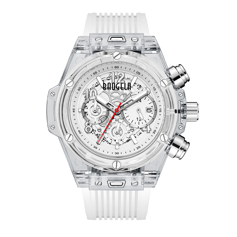 Baogela Brand Full Transparent Watch Luxury Mens Watch Fashion Sports Military RelOJ Creative Men Mężczyzn Chronograph Quartz Watch 20013