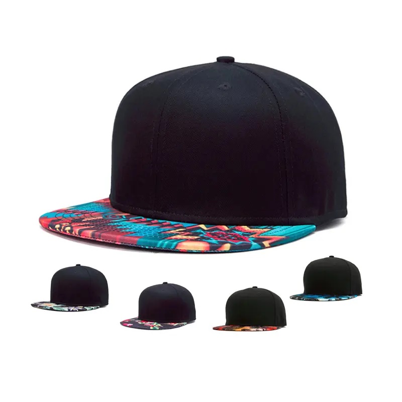 Print 3D Snap Back Flat Brim Hat Street Drukowanie bioder Flat Bill Hawajan Hats Zaprojektuj własną czapkę snapback/hat