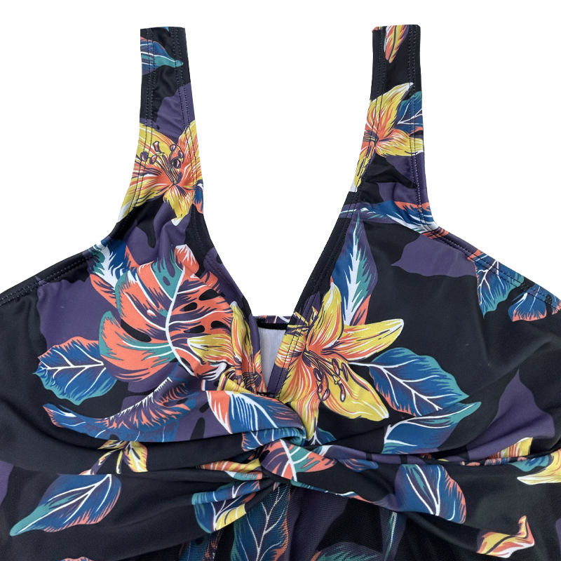 V Kwiaty szyi plus size stroje kąpielowe