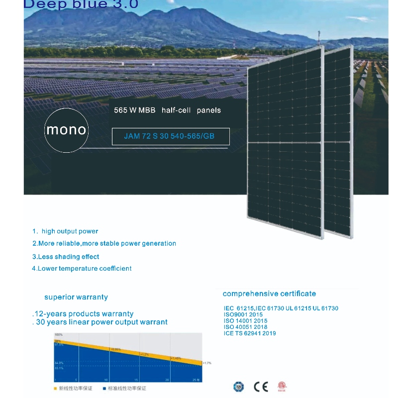 Wysoka wydajność 540-555 W Fotowoltaiczny system panelu słonecznego System sprzedaży online