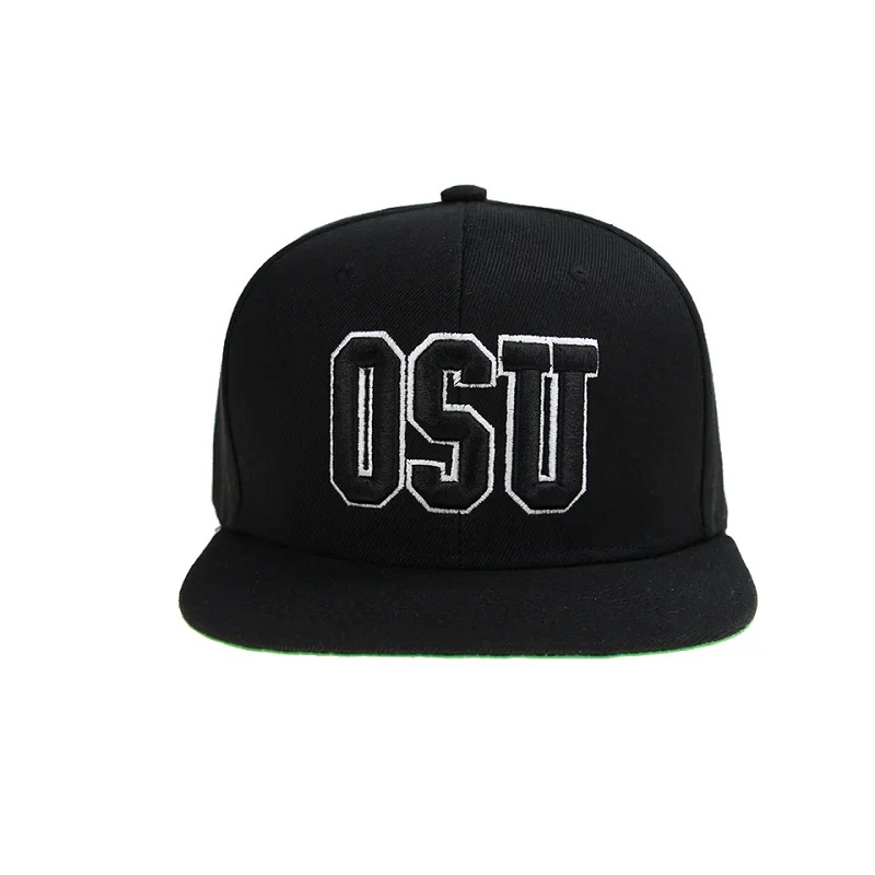 Wysokiej jakości hip -hop Flat Brim Blank Color Men Snapback Cap and Hat Custom 3D Haft haftle Twój własny projekt logo czapka