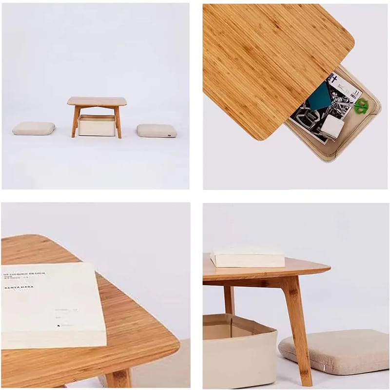 Niski stół do herbaty znajduje sięna podłodze kwadratowego stolika Tatami Bamboo Meble