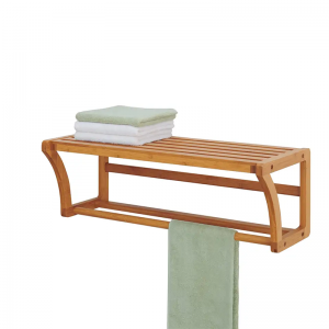 Bambusowa półka do montażuna ścianie z ręcznikami