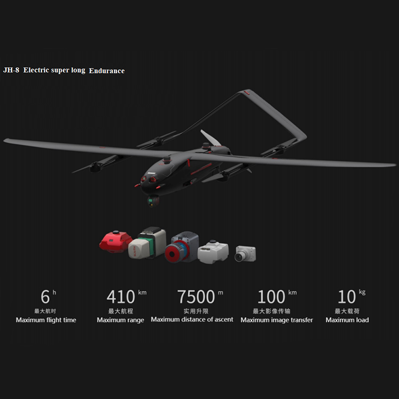 JH-8SE Long Endurance Evtol Stałego skrzydła UAV Electric UAV
