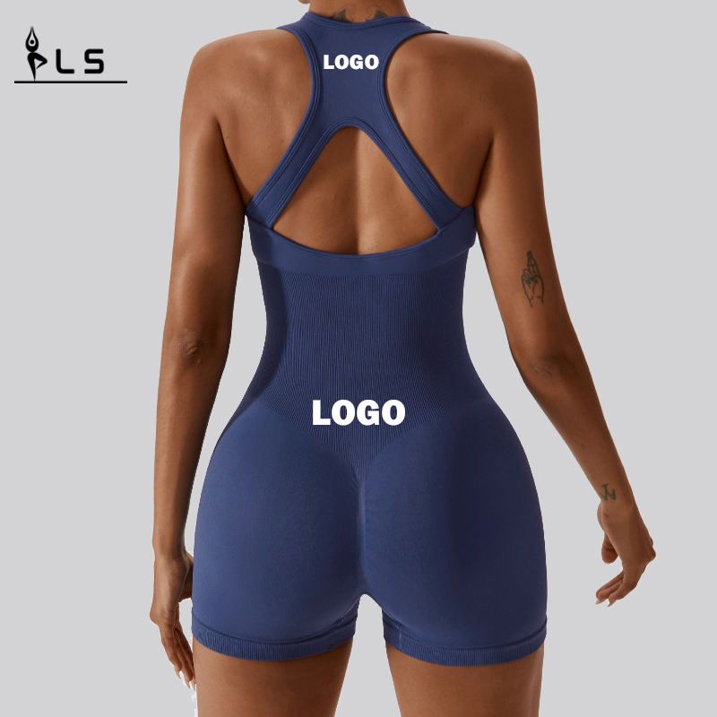 SC1073 One Piece Bilbed Spaghetti Pasp Bodycon Niestandardowy Bodysuit Kobiet kombinezonu Rompers płynne