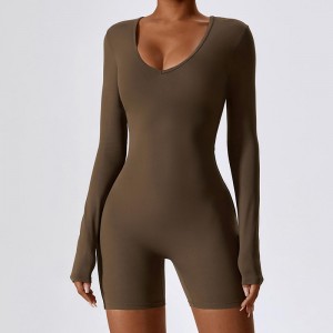 SC1079 OEM Niestandardowe logo Szybkie suche body z długim rękawem trening siłowni Romper BodyCon Activewear One Piece Joga Tosit