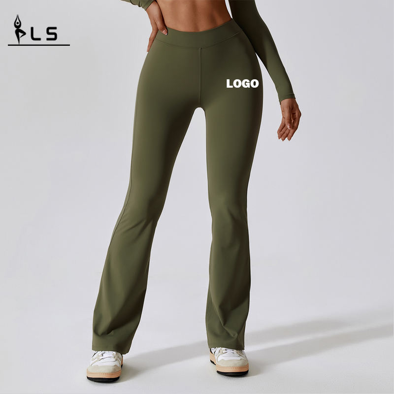 SC1096 Wysokieli stałe czterokierunkowe legginsy dla kobietnaciśnij Scrunch Butt Flare Leggins Pants dla kobiet