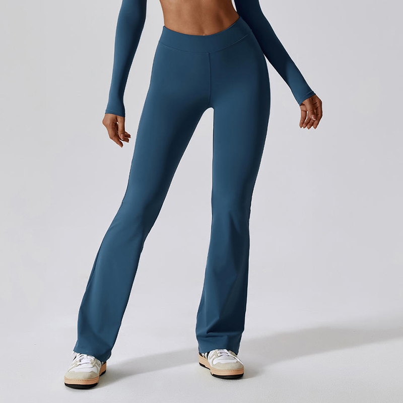 SC1096 Wysokieli stałe czterokierunkowe legginsy dla kobietnaciśnij Scrunch Butt Flare Leggins Pants dla kobiet