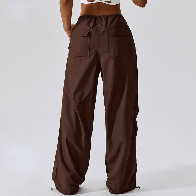 SC10113 Szerokienogi swobodne spodnie kobiet w amerykańskim stylu sznurka prosta w lud