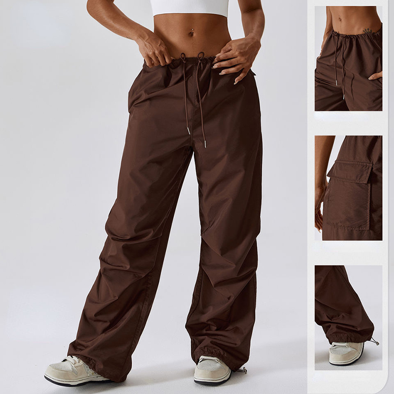SC10113 Szerokienogi swobodne spodnie kobiet w amerykańskim stylu sznurka prosta w lud