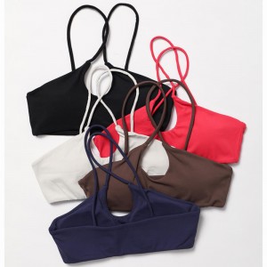 SC10165nylonowe zielone oddychające dorośli sportowe stanik aktywne seksowne backniestandardowe logo gym halter sportowy stanik