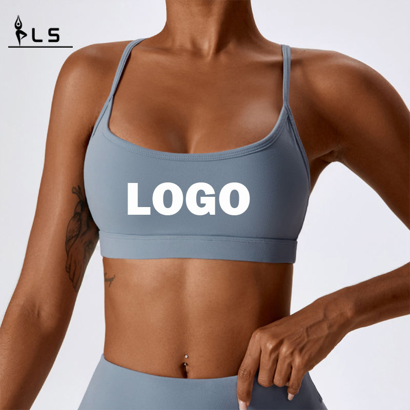 SC10164 Cross Back Yoga Sports Bra High Impact Wyściełane logo Kobiety trening sportowy stanik hurtowy upraw jogi