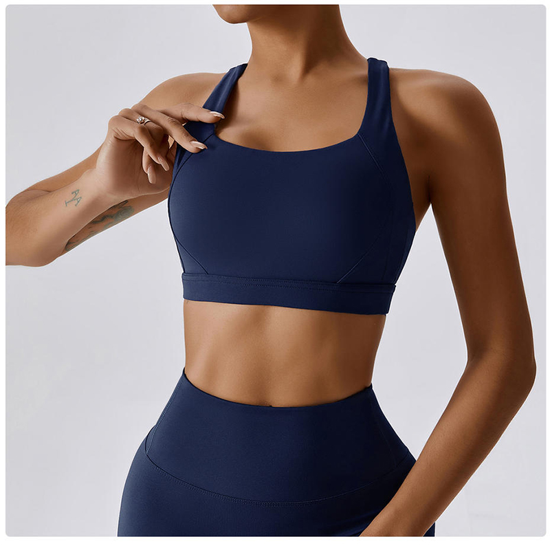 SC101811 Cross Back Yoga Sports Bra High Impact Wyściełane kobiety kantarki szyi krzyżowy back sportowy stanik dla kobiet