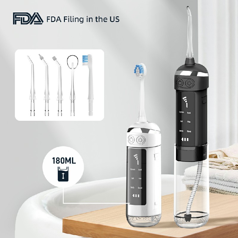 Doustny irygator przenośna woda dentystyczna Flosser IPX7 Wodoodporne ładowanie 6 trybów Czyszczenie zębów 180 ml dentystyczny strumień wody