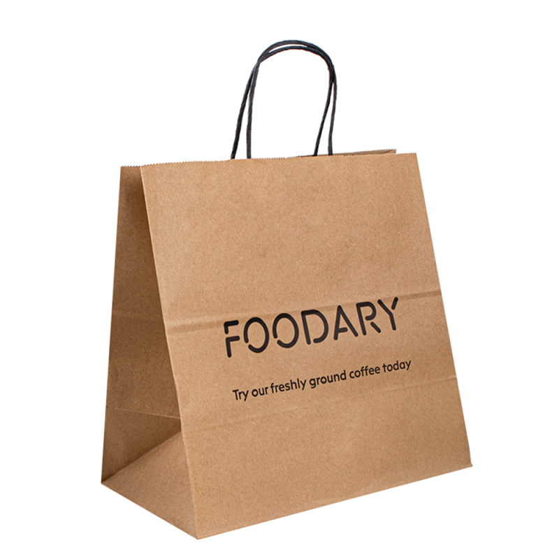 Torba papierowa z logo Drukuj Kraft Zakupy promocyjne brązowe torby papierowe Kraft