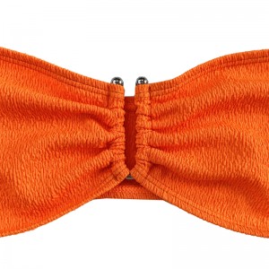 Pomarańczowy tkanina bez ramiączek Up-Split Swimsut