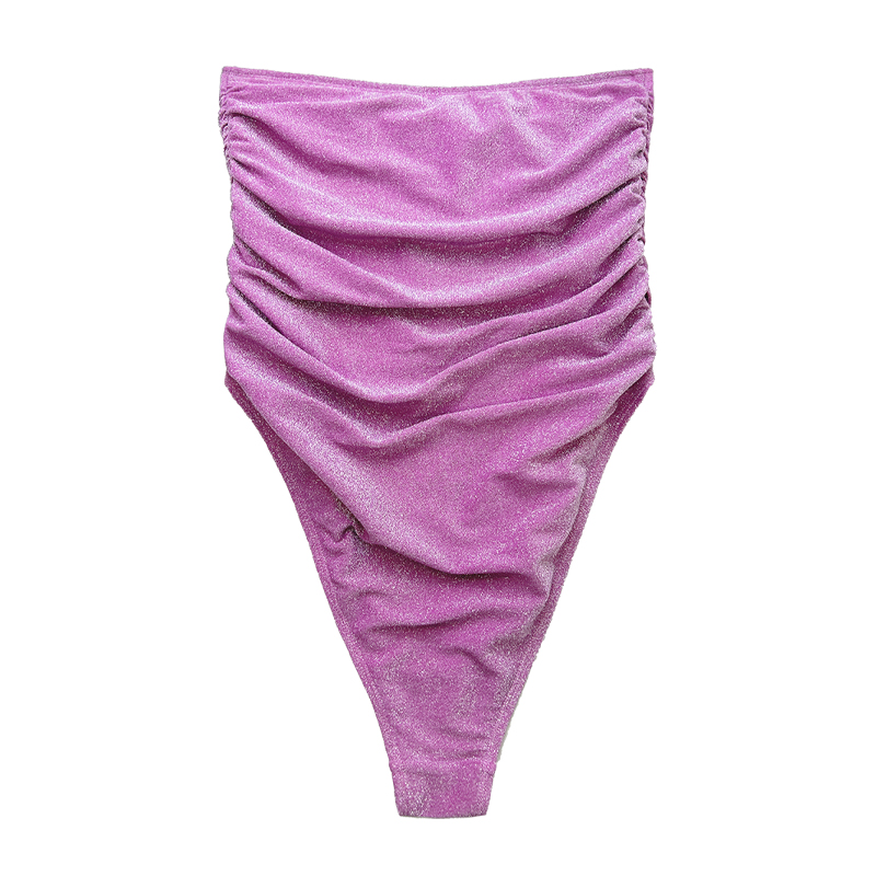 Purple srebrne bez ramiączek bez ramiączek, jednoczęściowy strój kąpielowy