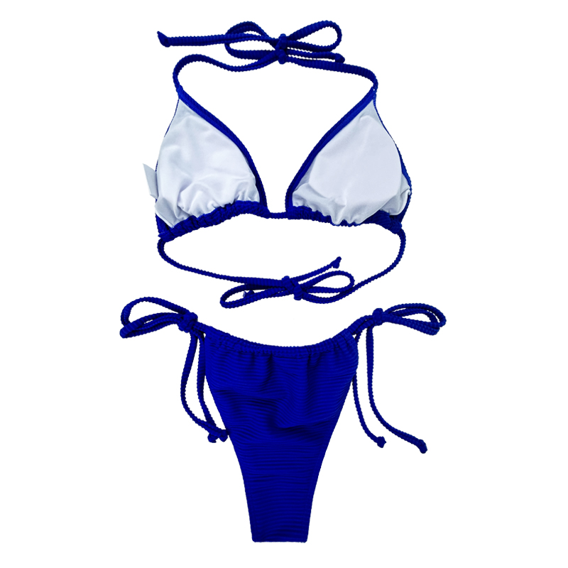 Prusskiniebieski pasek kantarski seksowny trójkąt CUP Dwuczęściowy strój kąpielowy