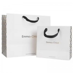 Wydrukowane luksusowe małe torbyna zakupy z recyklingiem torby z papierami prezentowymi znazwą firmy do opakowania biżuterii z uchwytem