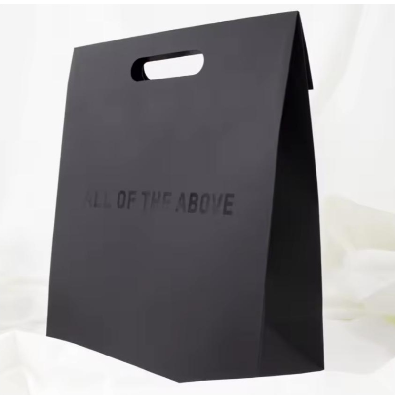 Luksusowy uchwyt ścięty czarny odzież Zakupy Opakowanie papierowe torba biżuterii kosmetyczneniestandardowe logo opakowanie