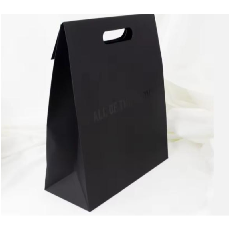Luksusowy uchwyt ścięty czarny odzież Zakupy Opakowanie papierowe torba biżuterii kosmetyczneniestandardowe logo opakowanie