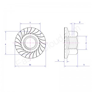 sześciokątnanakrętka kołnierzowa z ząbkami